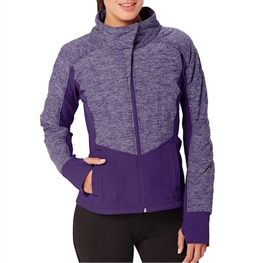 WORN ONCE! North Face women’s Pseudio Moto Purple Jacket, NWOT